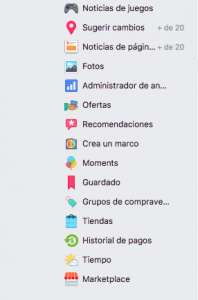 MarketPlace en la versión de facebook de Ordenador